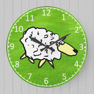Fun Sheep Illustration Large Clock