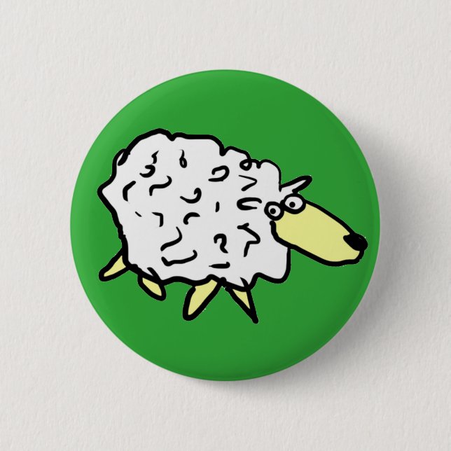 Fun Sheep in a Cartoon Style 2 Inch Round Button (Front)