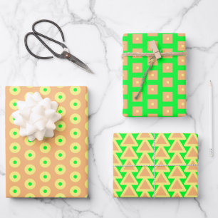 Fun Sherbert Colours, Orange, Lime Green and Yello Wrapping Paper Sheet
