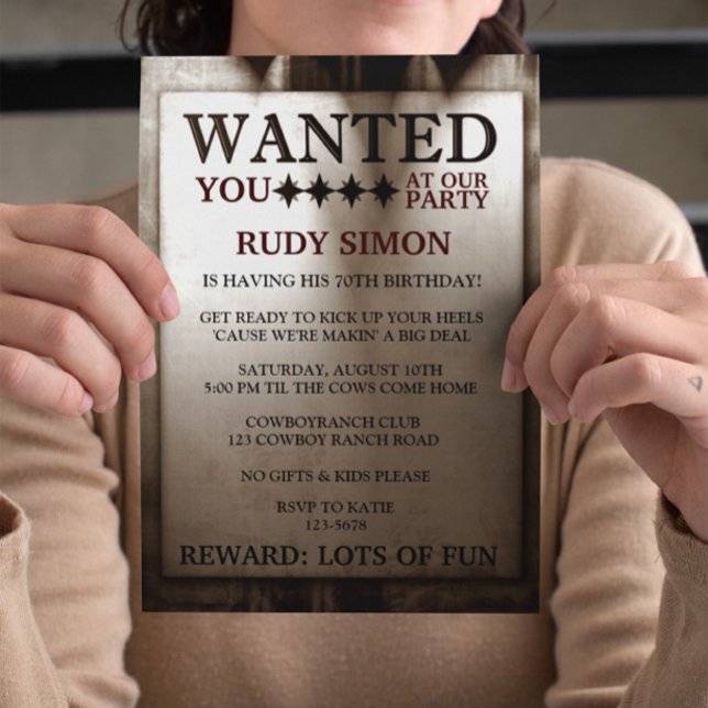 Fun Sheriff's Wanted Policemen Male's Birthday Invitation (Creator Uploaded)
