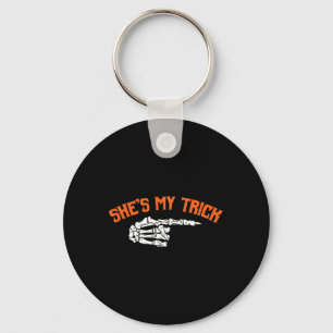 Fun She's My Trick He's My Treat Halloween Couple Keychain