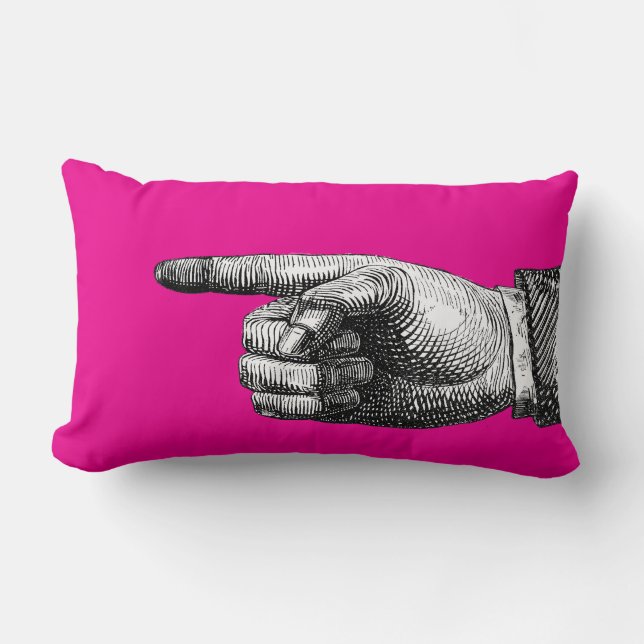 Fun Shocking Pink Finger Pointing Throw Pillow (Front)