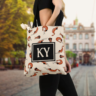 Fun shrimp all over print tote bag