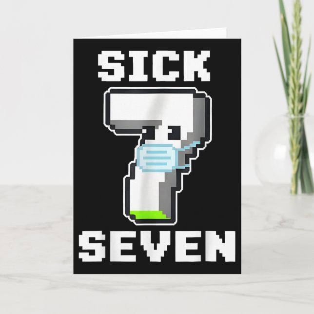 Fun Sick Seven Pixel Meme Halloween Costume Wordpl Card (Front)
