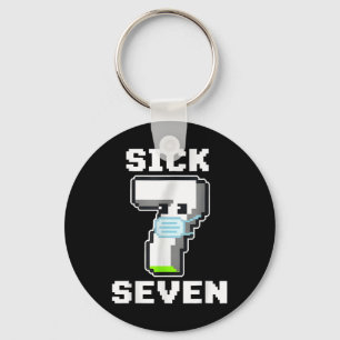 Fun Sick Seven Pixel Meme Halloween Costume Wordpl Keychain