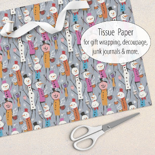 Fun Silly Snowmen Drinking Hot Cocoa Tissue Paper