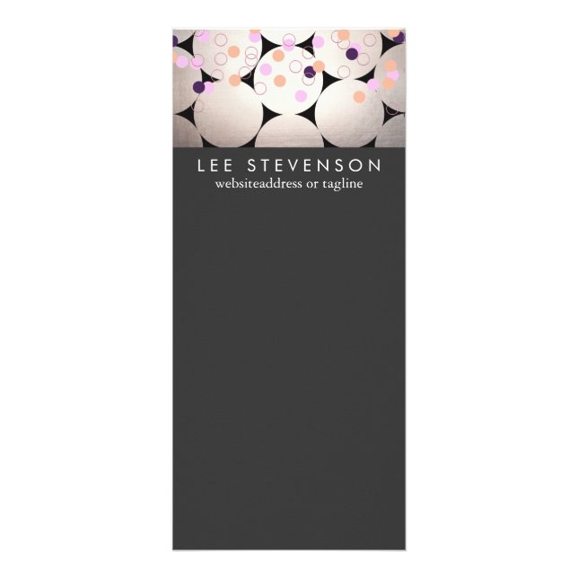 Fun Silver Circles Stylish Black Event Menu (Front)