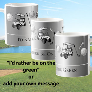Fun Silver Golf Balls and Cart With Custom Message Coffee Mug