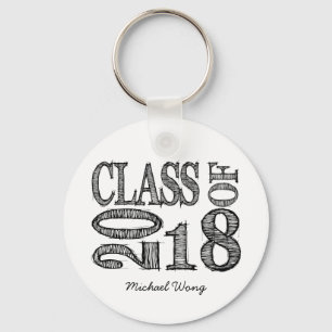 Fun & Simple Pen Sketch Class of 2018 Graduations Keychain