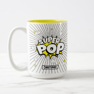 Fun Simple SUPER POP! Popcorn Pun   Two-Tone Coffee Mug