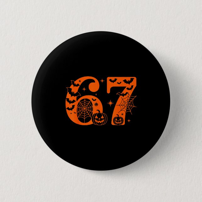 Fun Six Seven 6 7 Meme Design Couples Halloween  2 Inch Round Button (Front)