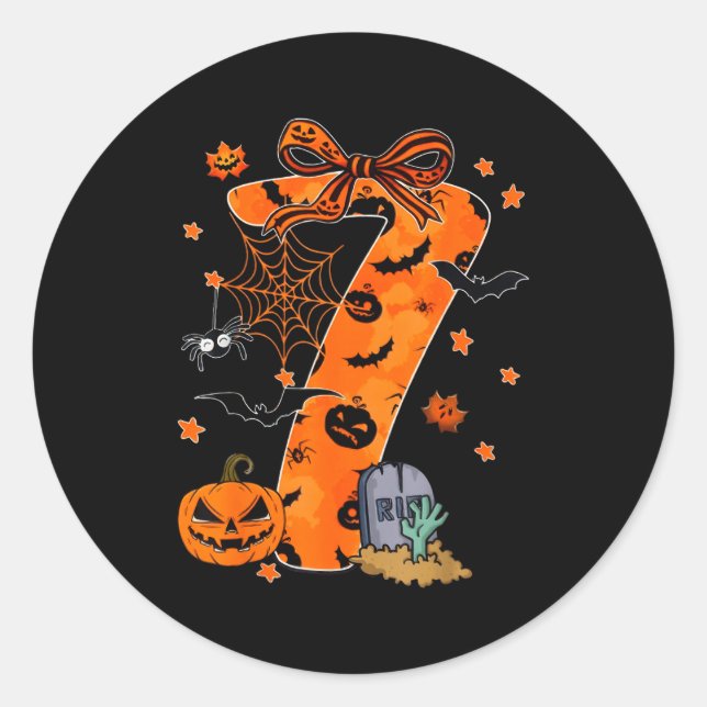 Fun Six Seven 6 7 Meme Design Couples Halloween  Classic Round Sticker (Front)