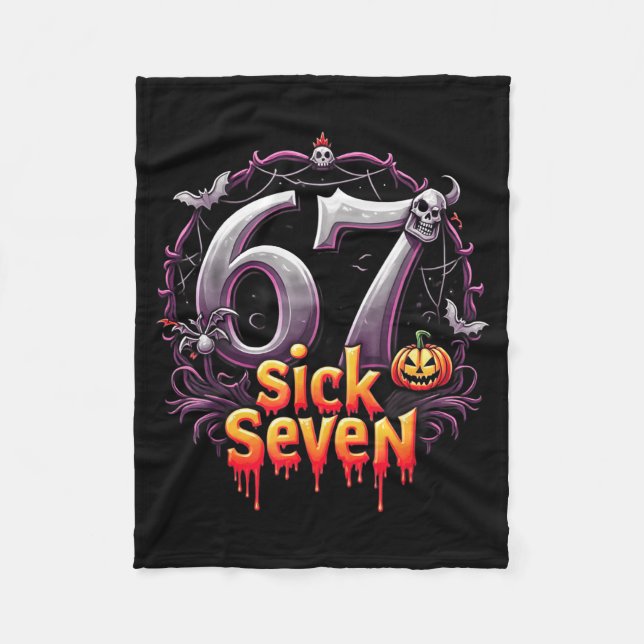 Fun Six Seven 6 7 Meme Design Fun Sick Seven Hallo Fleece Blanket (Front)