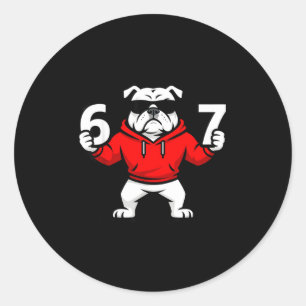Fun Six Seven Meme Bulldogs Number 6 And 7  Classic Round Sticker