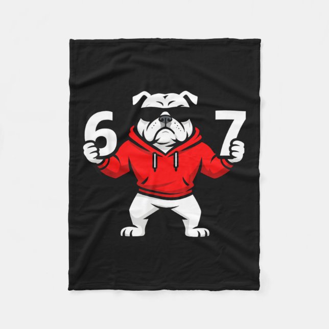 Fun Six Seven Meme Bulldogs Number 6 And 7  Fleece Blanket (Front)