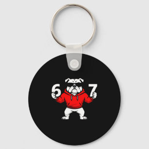 Fun Six Seven Meme Bulldogs Number 6 And 7  Keychain