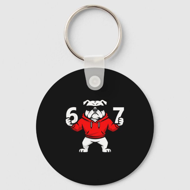 Fun Six Seven Meme Bulldogs Number 6 And 7  Keychain (Front)