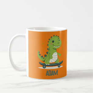 Fun Skateboarding Dinosaur With Kids Name Coffee Mug