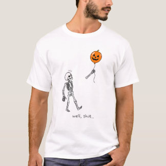 Fun Skeleton Halloween Pumpkin Balloon Dark Humour T-Shirt