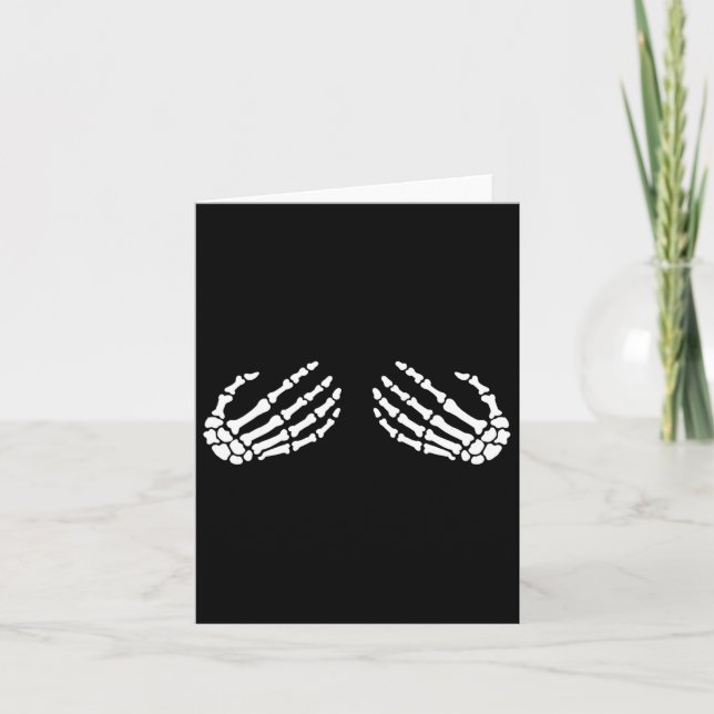 Fun Skeleton Hands Halloween Girls Skeleton Bra  Card (Front)
