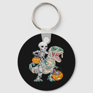 Fun Skeleton Riding Mummy Dinosaur T rex Halloween Keychain