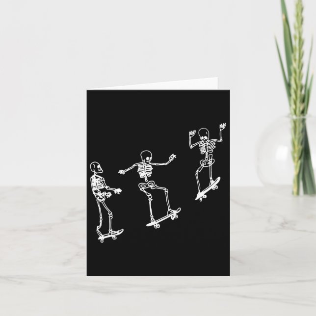 Fun Skeleton Skateboard Halloween Skateboarding Sk Card (Front)