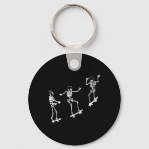 Fun Skeleton Skateboard Halloween Skateboarding Sk Keychain
