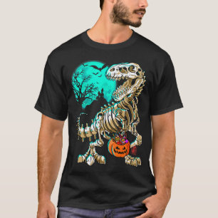 Fun Skeleton TRex Halloween Boys Dino Kids Fossil  T-Shirt