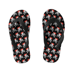 Fun Skull and Crossbones Pattern Pirate Kid's Flip Flops