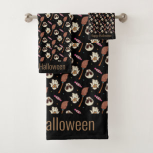 Fun Skull Halloween, Magic Witchy  Bath Towel Set