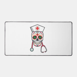 Fun Skull Halloween Mexican Nurse Gift design Desk Mat