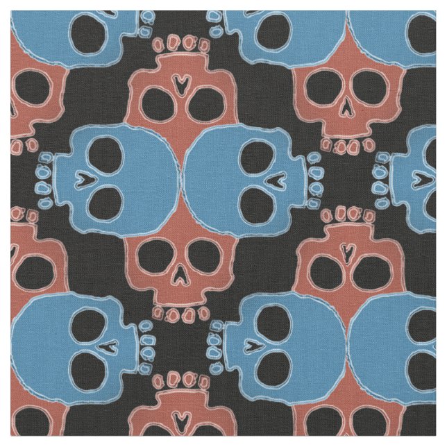 Fun Skull Jigsaw Fabric (Close Up)