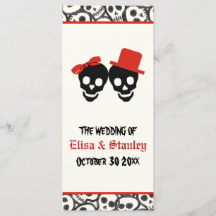 Fun skulls Halloween red wedding program