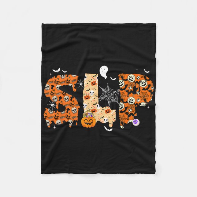 Fun Slp Halloween Costume Pumpkin Fall Skeleton  Fleece Blanket (Front)
