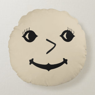 Fun Smiling Lady Face Reversible Round Pillow