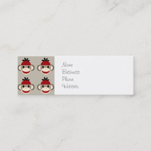 Fun Smiling Red Sock Monkey Happy Patterns Mini Business Card