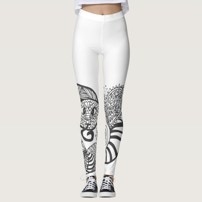 Fun Snake Doodle Pattern Leggings (Front)