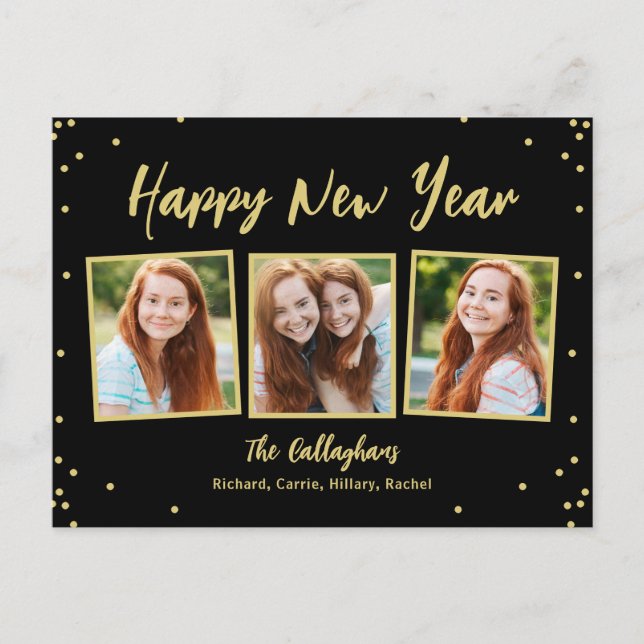 Fun Snapshots Editable Colour New Year Postcard (Front)