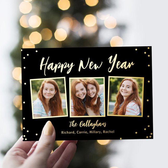 Fun Snapshots Foil Bonne Carte Nouvel An (Créateur téléchargé)