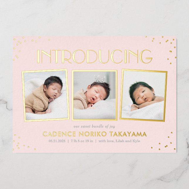 Fun Snapshots Real Foil Birth Announcement (Front)