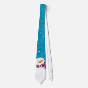 Fun Snowman and Snowflakes Novelty Christmas Tie