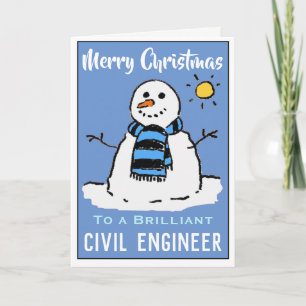 Fun Snowman carte de Noël pour un ingénieur civil