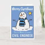 Fun Snowman Christmas Card for a Civil Engineer<br><div class="desc">Fun snowman cartoon on a festive Christmas card. Christmas card for a Civil Engineer.</div>