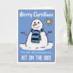 Fun Snowman Christmas Card For a Mistress<br><div class="desc">Fun snowman cartoon on a festive Christmas card. Christmas card for a Mistress.</div>