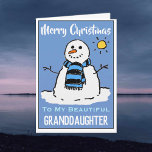 Fun Snowman Christmas Card For Granddaughter<br><div class="desc">Fun snowman cartoon on a festive Christmas card. Christmas card for a Granddaughter.</div>