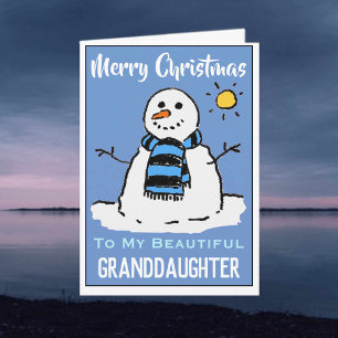 Fun Snowman Christmas Card For Granddaughter