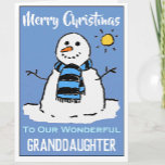 Fun Snowman Christmas Card For our Granddaughter<br><div class="desc">Fun snowman cartoon on a festive Christmas card. Christmas card for our wonderful Granddaughter.</div>