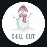 Fun Snowman Christmas Classic Round Sticker<br><div class="desc">Cute snowman Christmas stickers customizable to your specifics.</div>