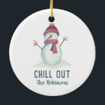 Fun Snowman Christmas Family Photo Ceramic Ornament<br><div class="desc">Cute snowman Christmas holiday season ornament customizable to your specifics.</div>