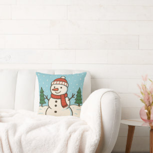 Fun Snowman Cute Christmas Throw Pillow